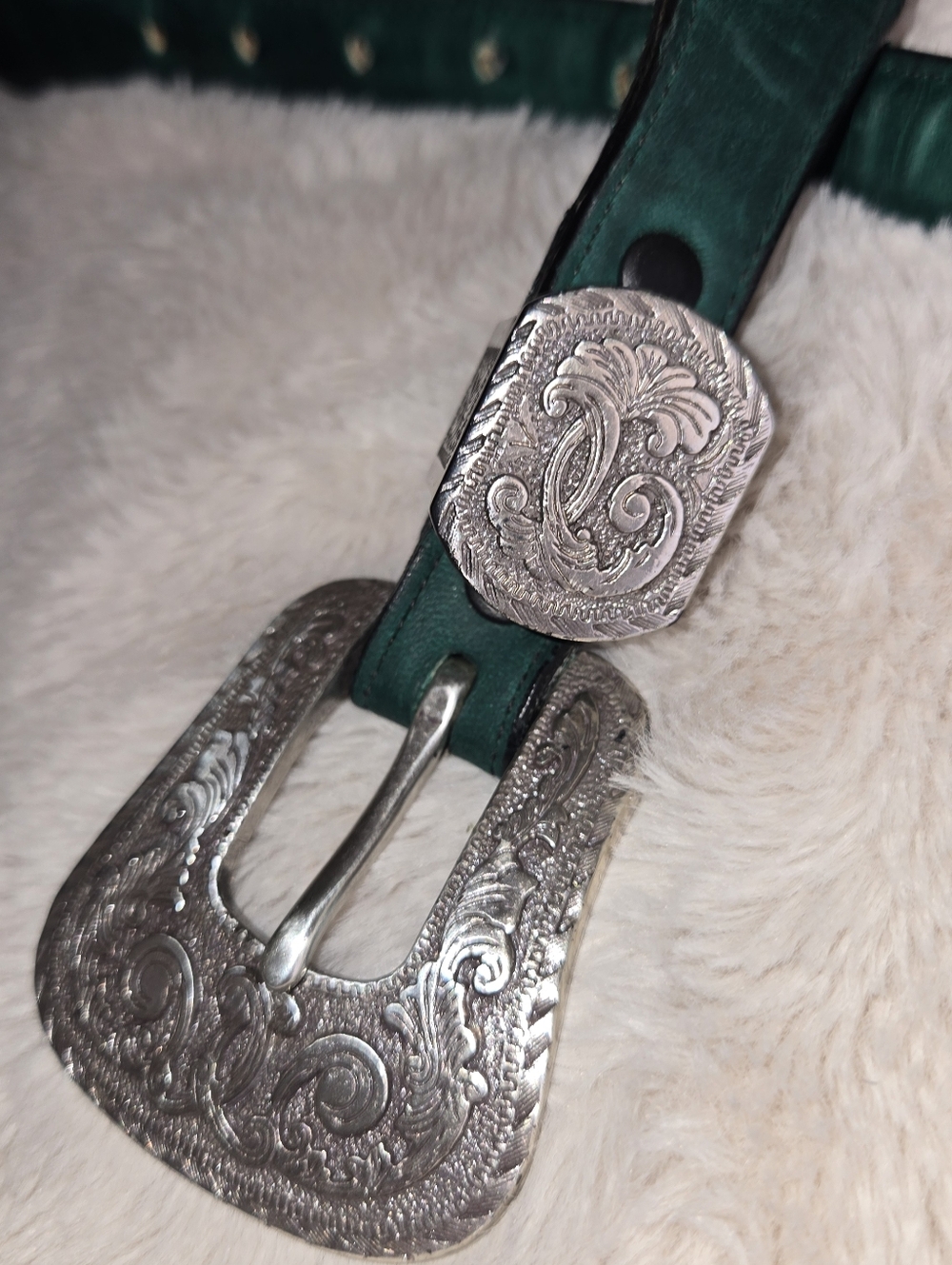 Western Belt, 31" Long Green, Leather.